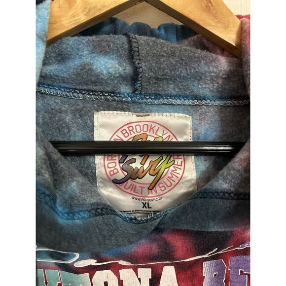 Pop Surf Hoodie Sweatshirt Graphic Print Women’s Size XL Tie Dye Cropped Fleece - Picture 3 of 6